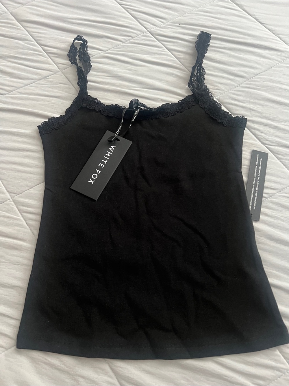 White Fox Boutique Black Lace-Trim Camisole